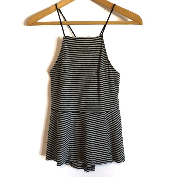 Free People black & gray peplum striped tank top halter stretchy Size Small. - Picture 1 of 4